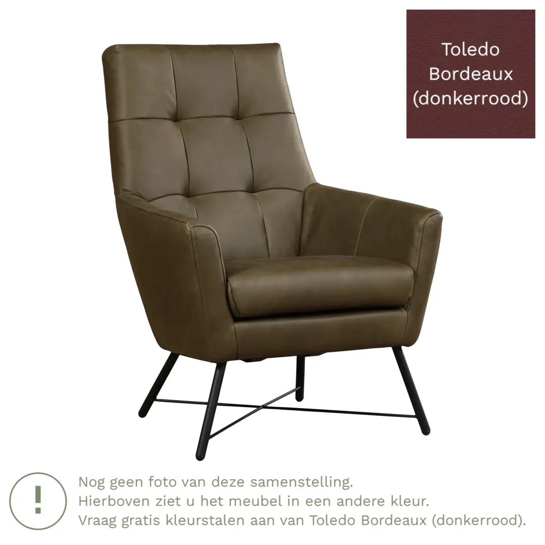 afbeelding van Leren fauteuil Proud - Toledo Bordeaux (donkerrood)