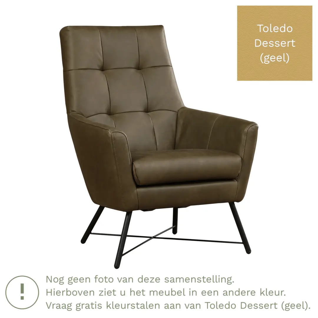 afbeelding van Leren fauteuil Proud - Toledo Dessert (geel)