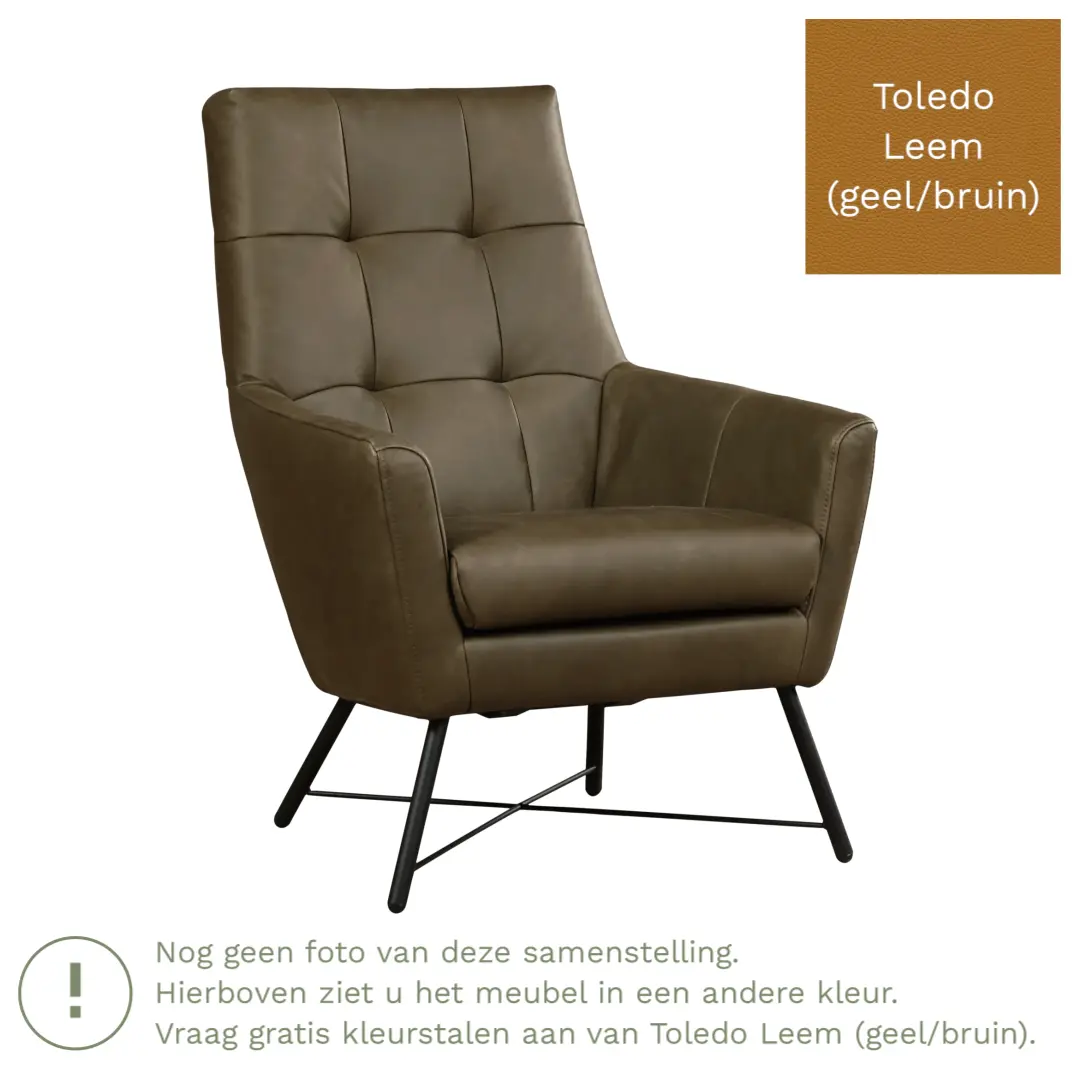 afbeelding van Leren fauteuil Proud - Toledo Leem (geel/bruin)