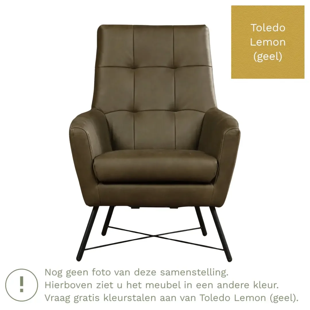 afbeelding van Leren fauteuil Proud - Toledo Lemon (geel)