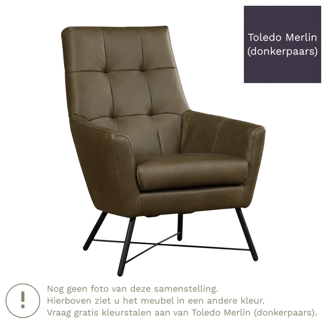 afbeelding van Leren fauteuil Proud - Toledo Merlin (donkerpaars)