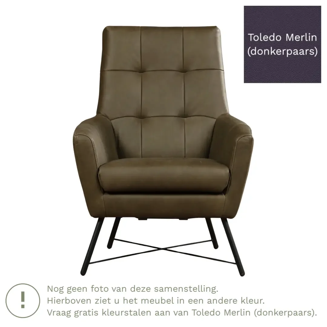 afbeelding van Leren fauteuil Proud - Toledo Merlin (donkerpaars)