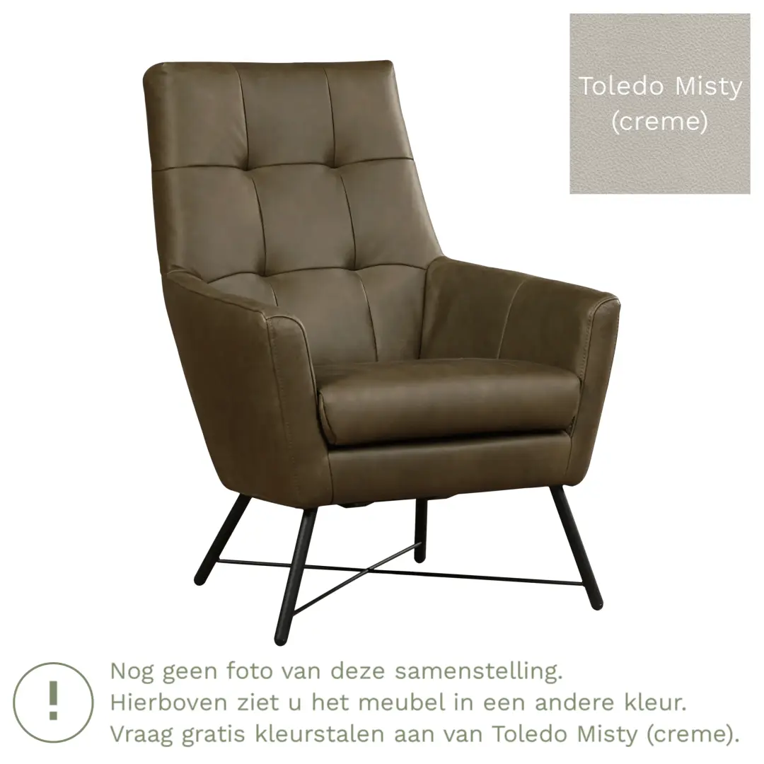 afbeelding van Leren fauteuil Proud - Toledo Misty (crème)