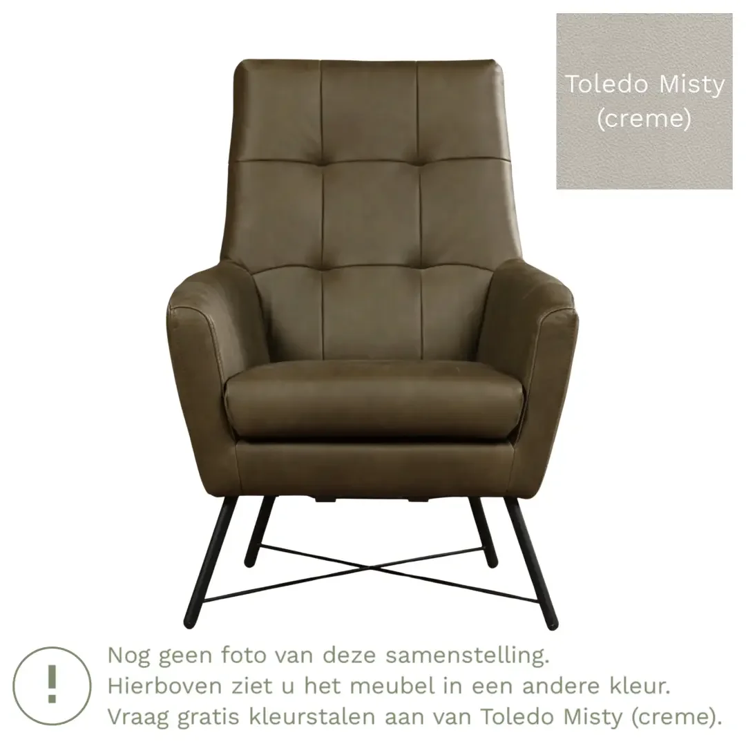 afbeelding van Leren fauteuil Proud - Toledo Misty (crème)