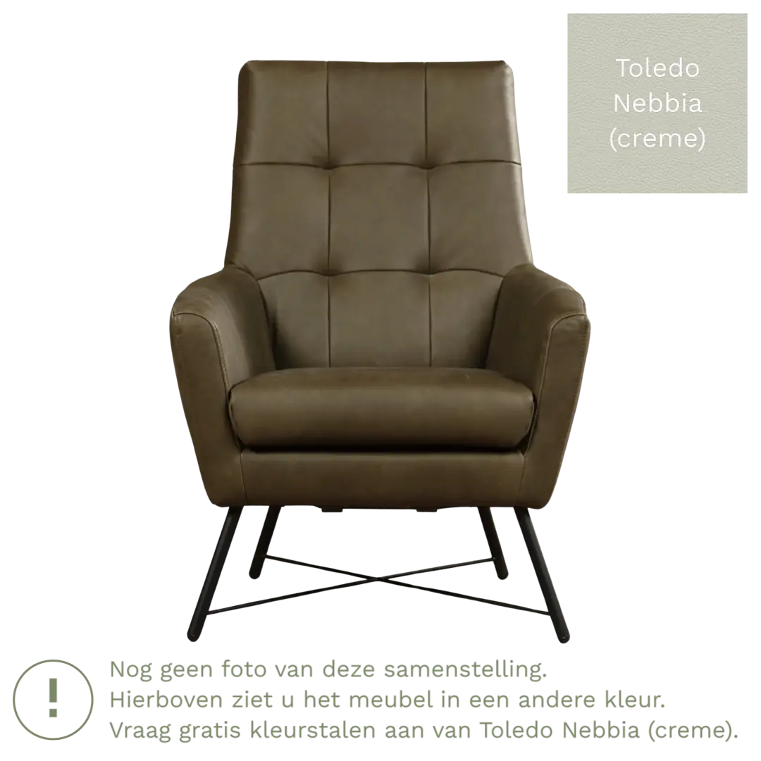 afbeelding van Leren fauteuil Proud - Toledo Nebbia (crème)