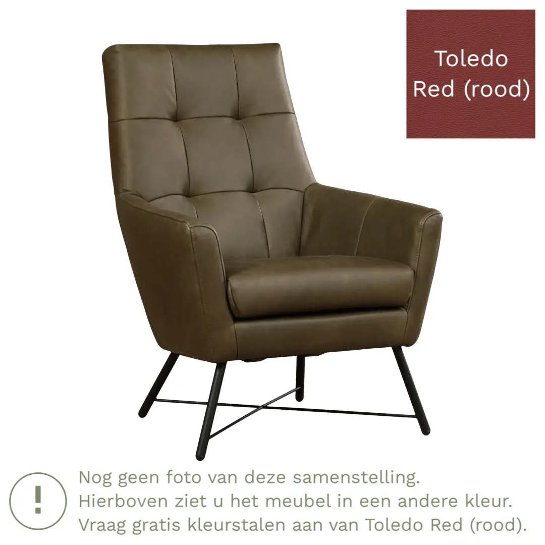 afbeelding van Leren fauteuil Proud - Toledo Red (rood)