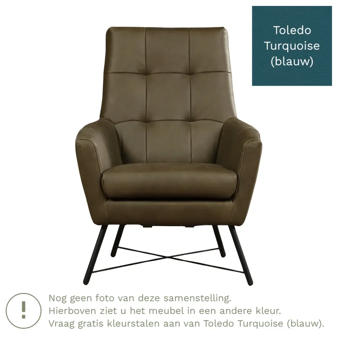 afbeelding van Leren fauteuil Proud - Toledo Turquoise (blauw)