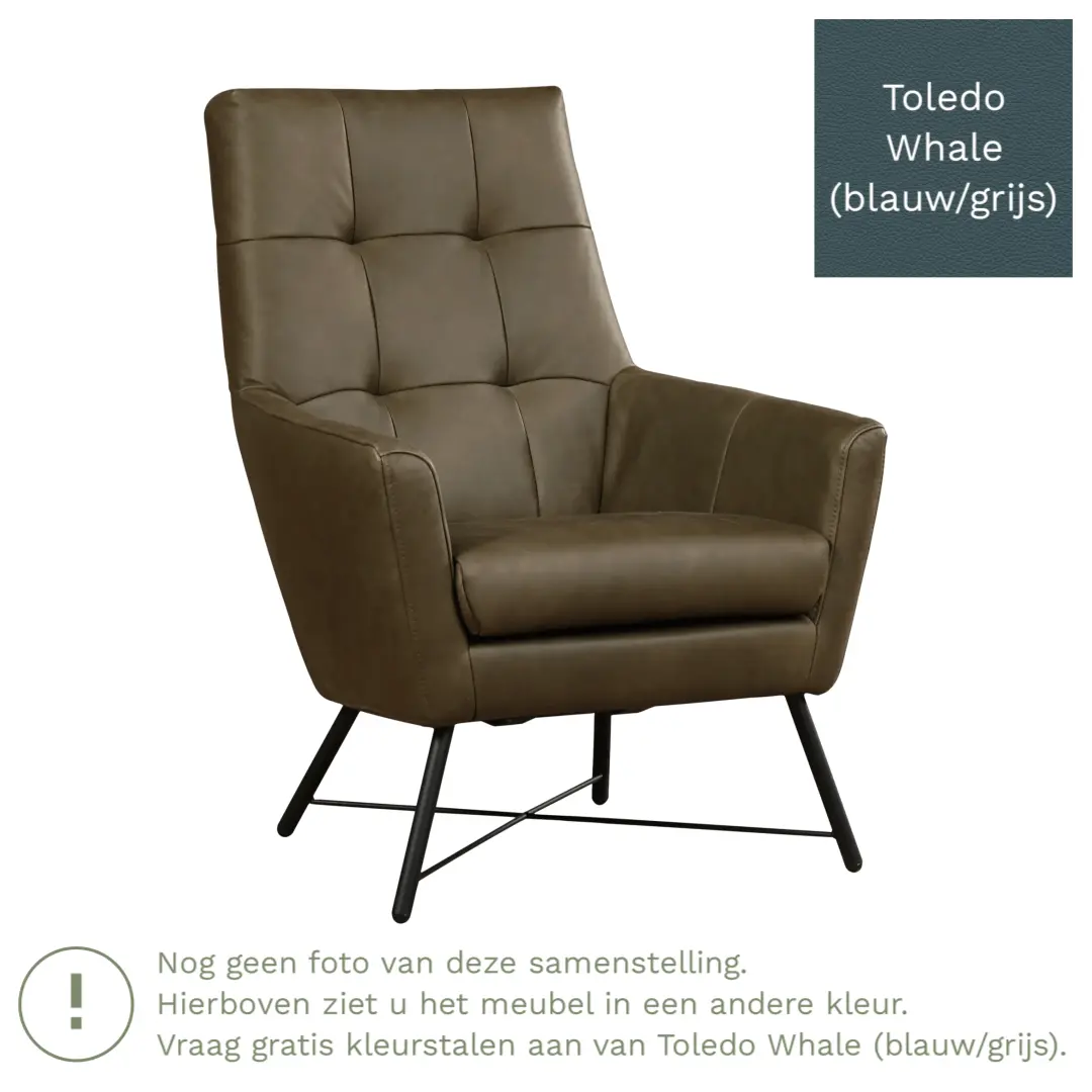 afbeelding van Leren fauteuil Proud - Toledo Whale (blauw/grijs)