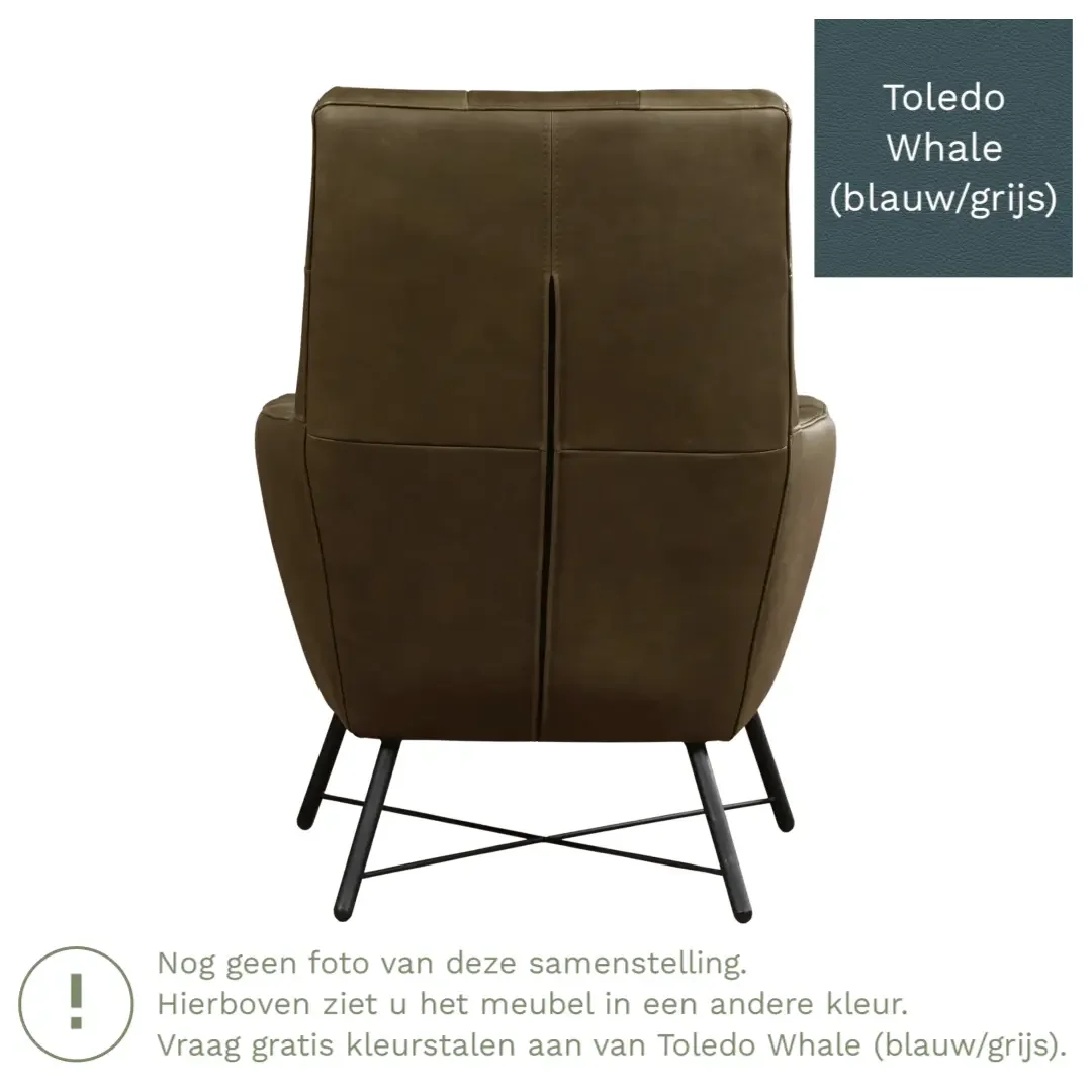 afbeelding van Leren fauteuil Proud - Toledo Whale (blauw/grijs)