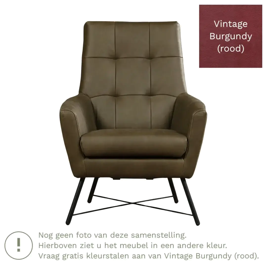 afbeelding van Leren fauteuil Proud - Vintage Burgundy (rood)