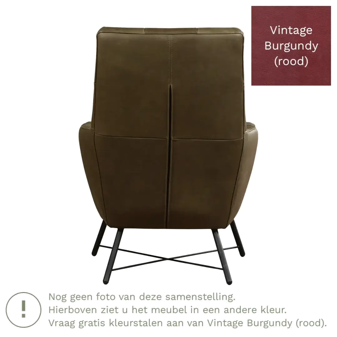 afbeelding van Leren fauteuil Proud - Vintage Burgundy (rood)