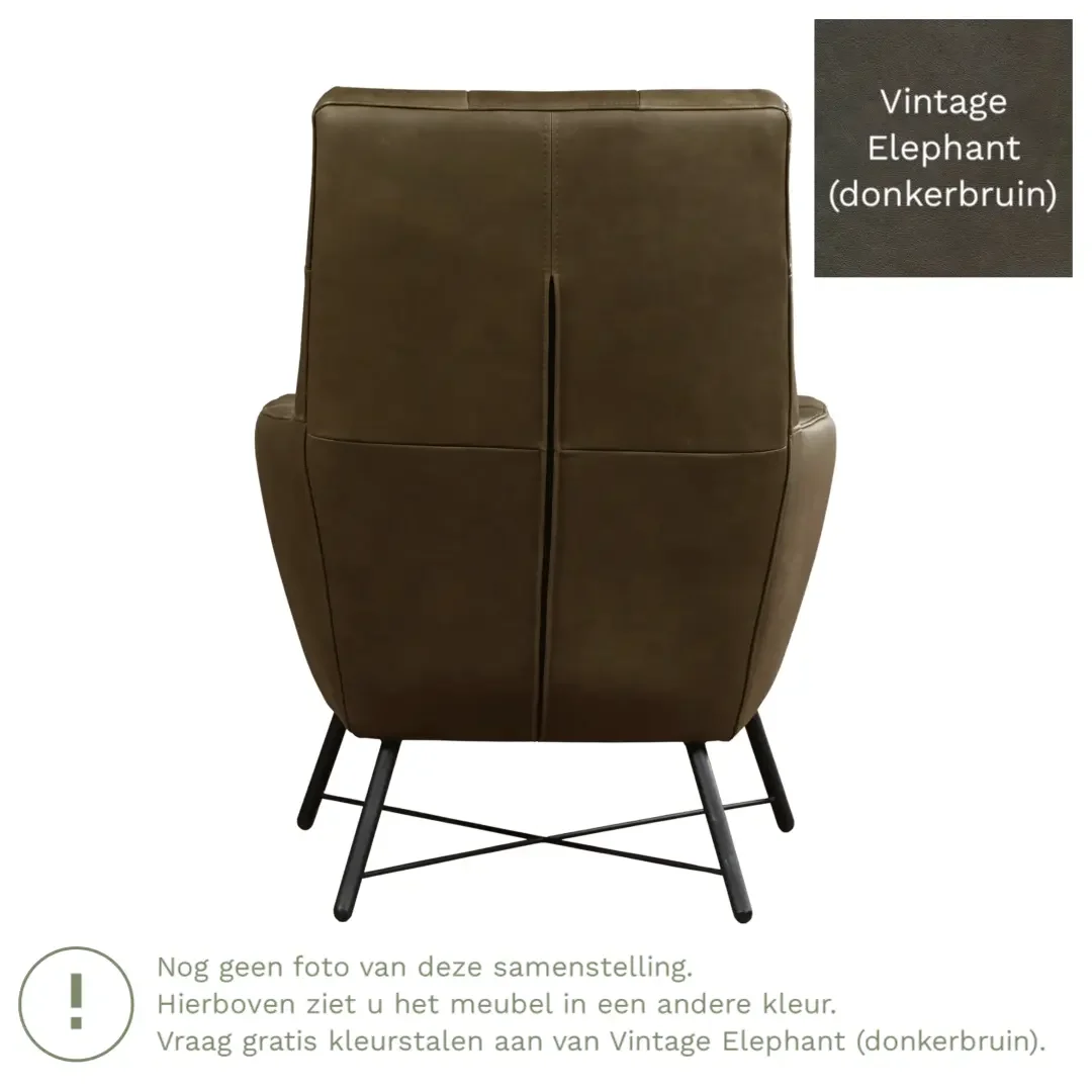 afbeelding van Leren fauteuil Proud - Vintage Elephant (donkerbruin)