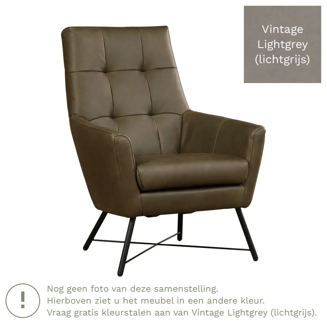 afbeelding van Leren fauteuil Proud - Vintage Lightgrey (lichtgrijs)