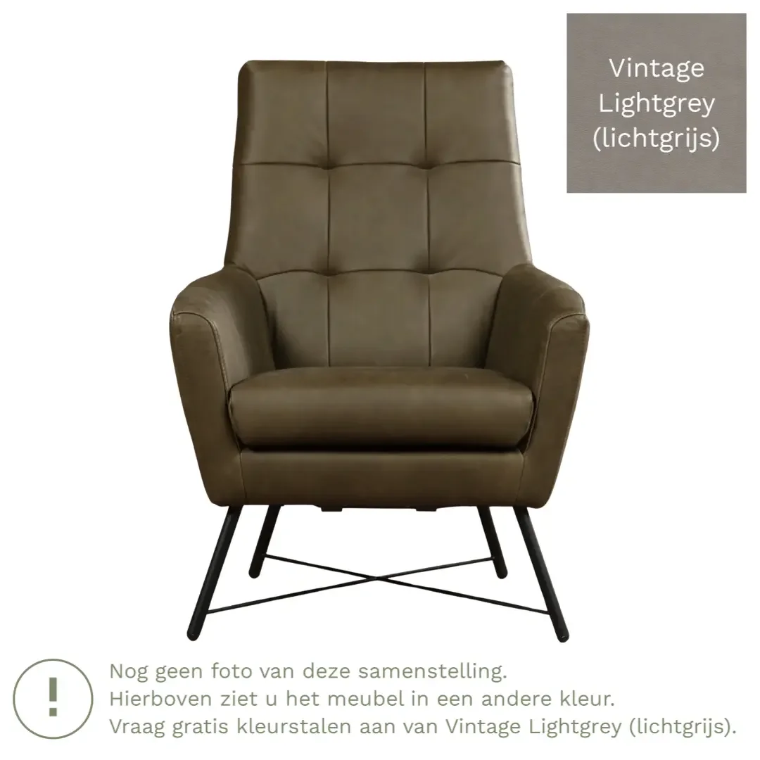 afbeelding van Leren fauteuil Proud - Vintage Lightgrey (lichtgrijs)