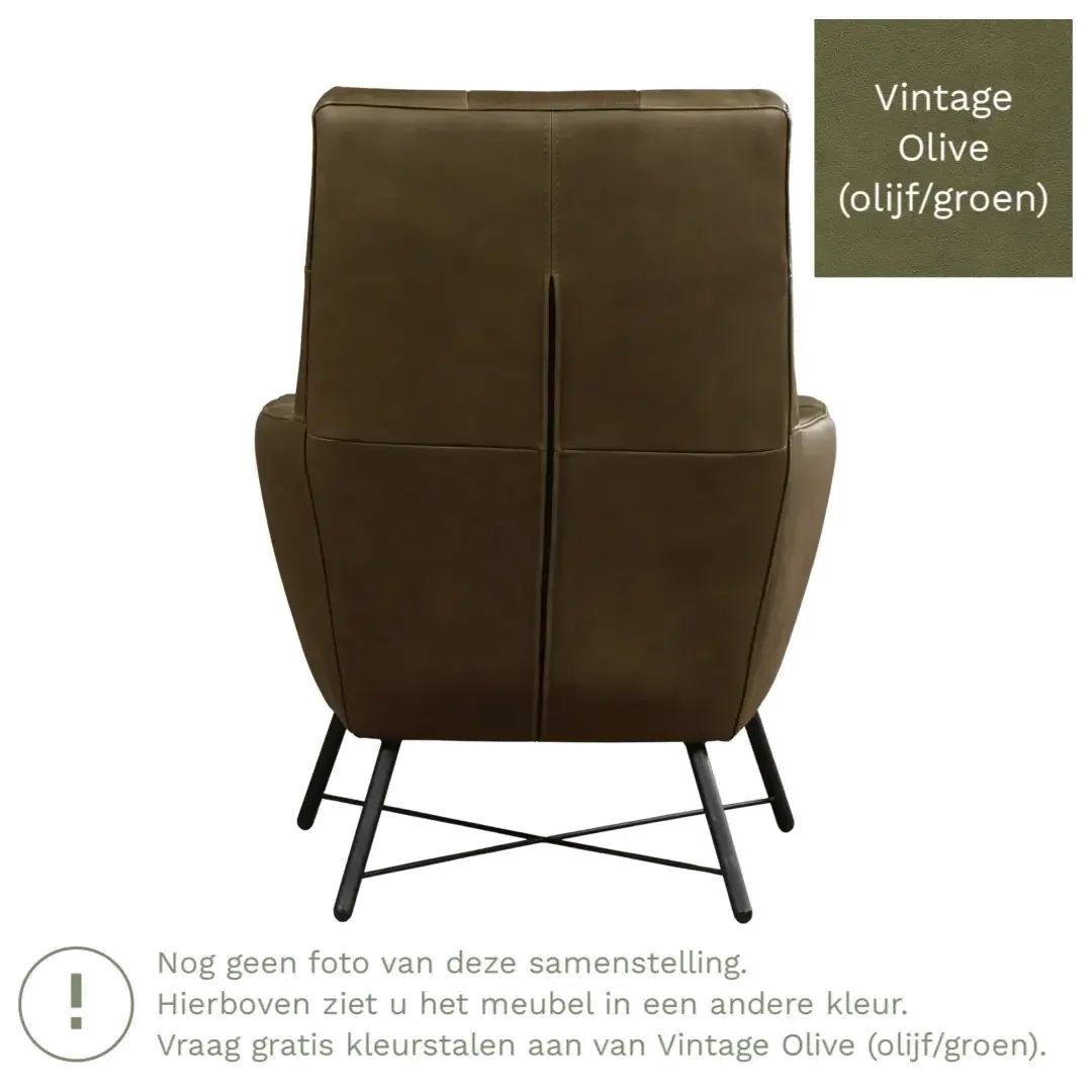 afbeelding van Leren fauteuil Proud - Vintage Olive (olijf/groen)