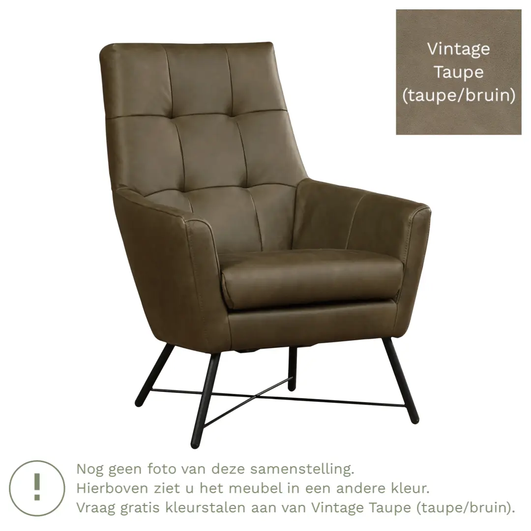 afbeelding van Leren fauteuil Proud - Vintage Taupe (taupe/bruin)