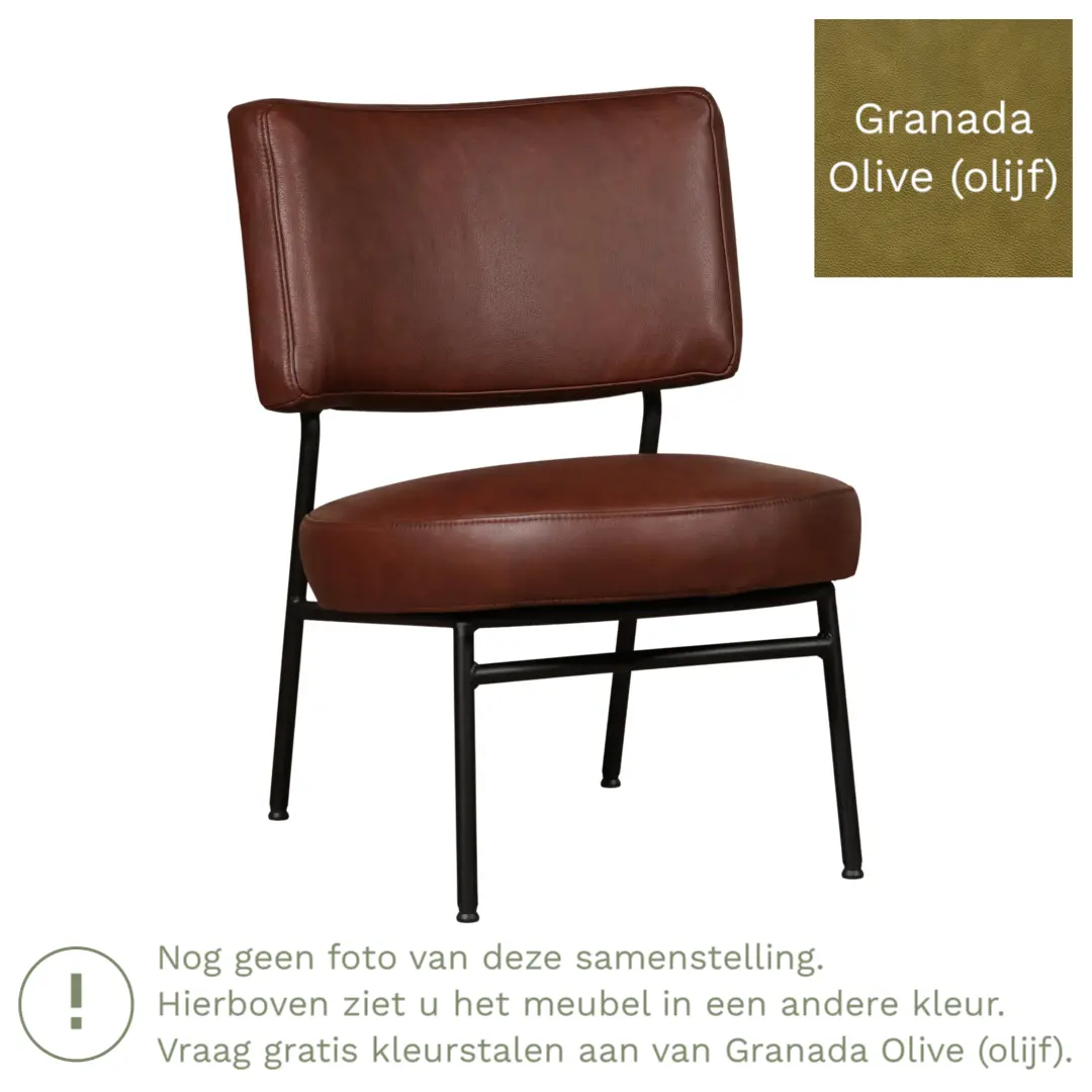 afbeelding van Leren fauteuil Rondo - Granada Olive (olijf)