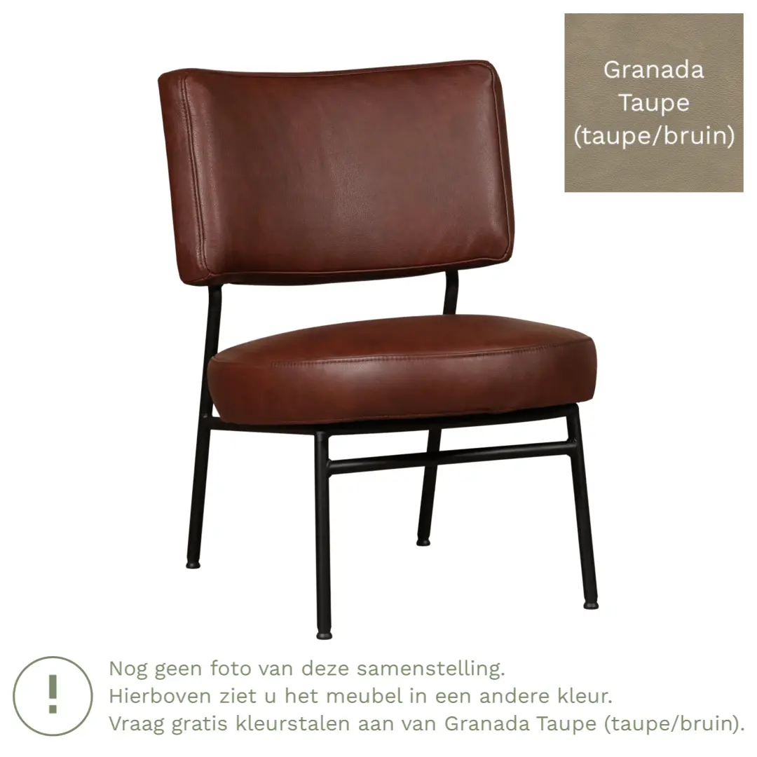 afbeelding van Leren fauteuil Rondo - Granada Taupe (taupe/bruin)