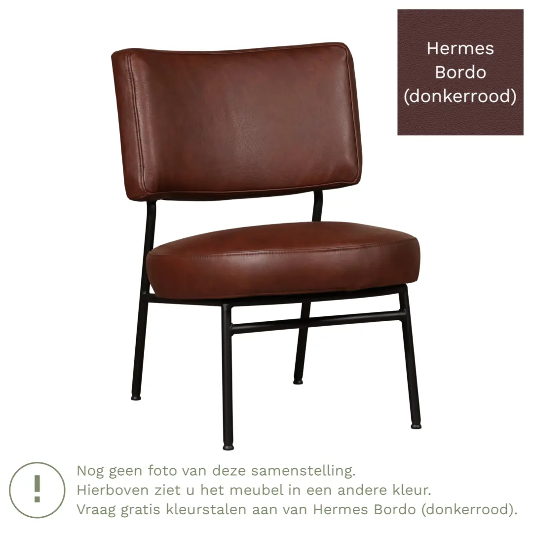 afbeelding van Leren fauteuil Rondo - Hermes Bordo (donkerrood)