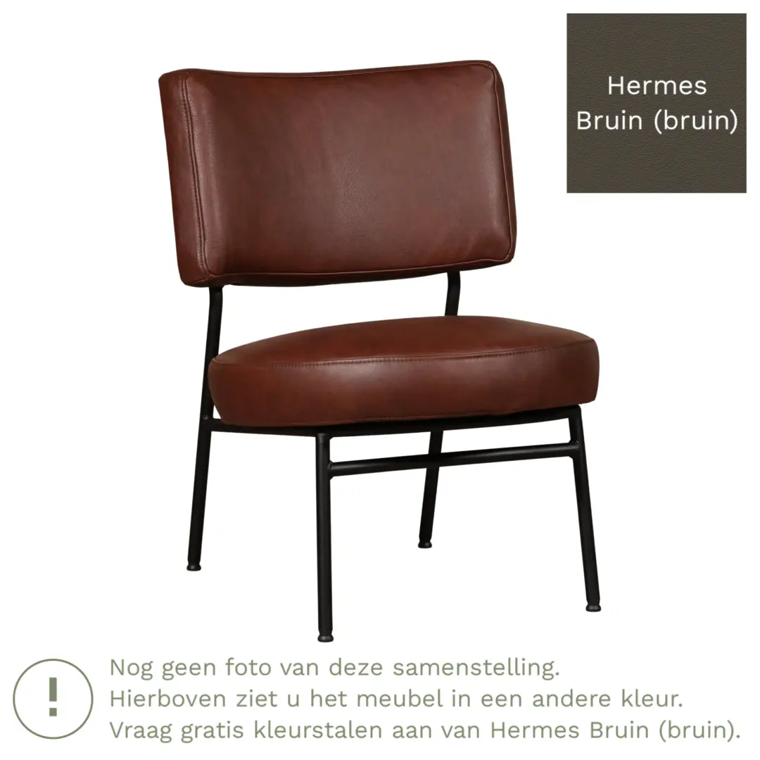 afbeelding van Leren fauteuil Rondo - Hermes Bruin (bruin)