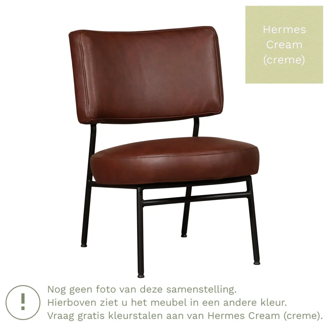 afbeelding van Leren fauteuil Rondo - Hermes Cream (crème)