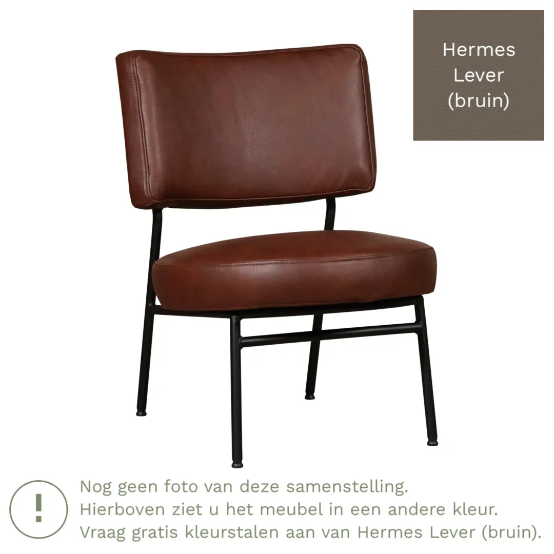 afbeelding van Leren fauteuil Rondo - Hermes Lever (bruin)