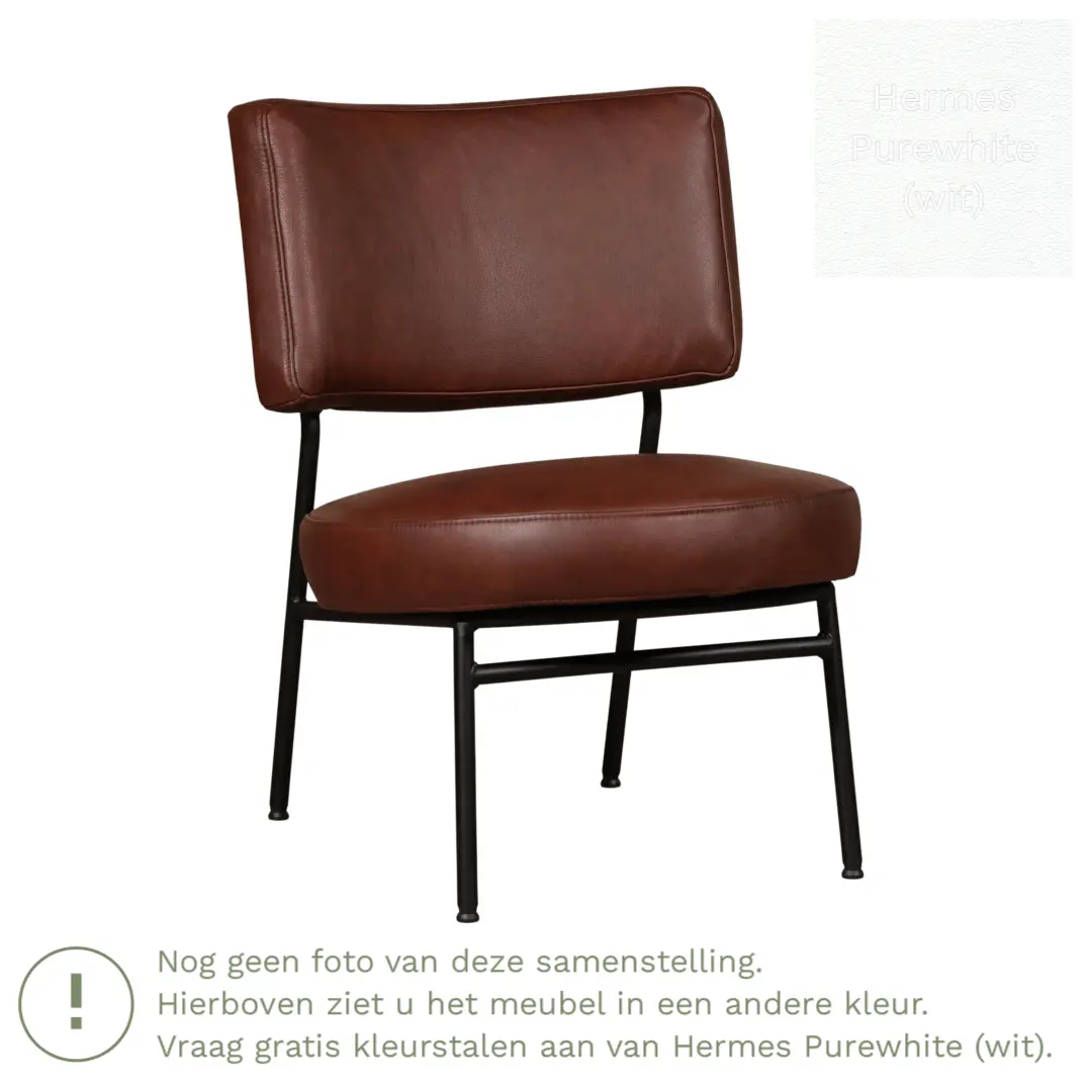 afbeelding van Leren fauteuil Rondo - Hermes Purewhite (wit)