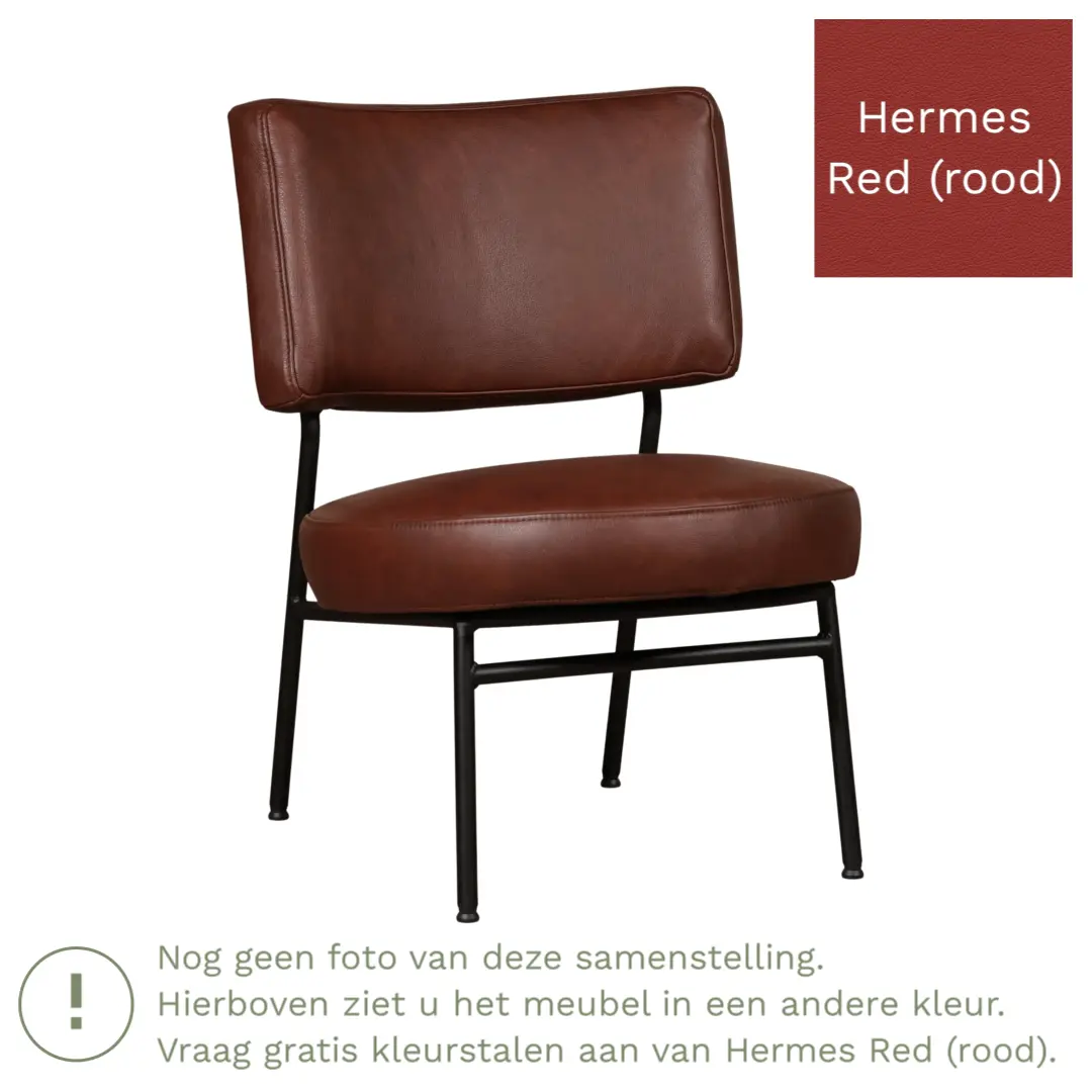afbeelding van Leren fauteuil Rondo - Hermes Red (rood)
