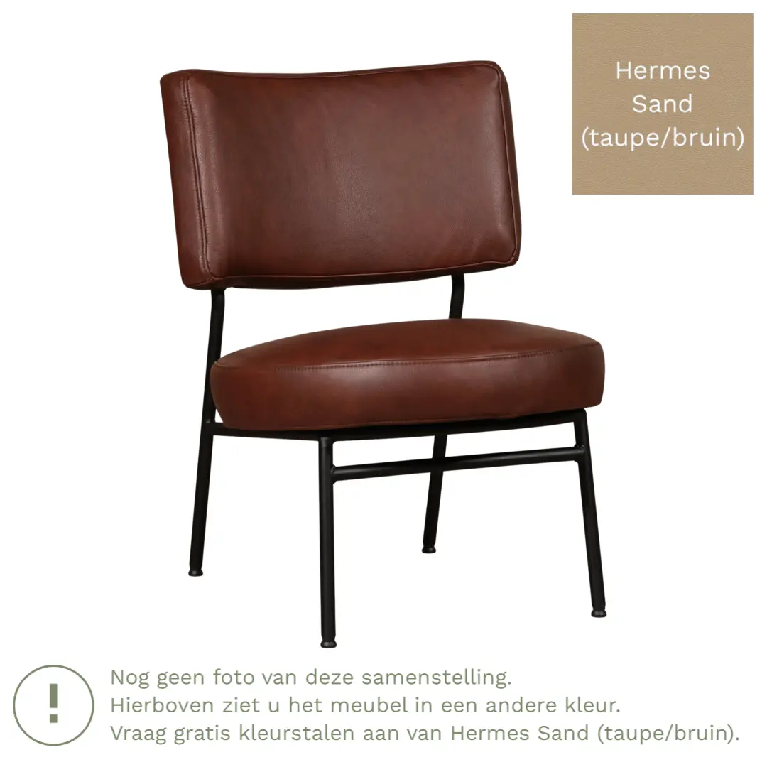 afbeelding van Leren fauteuil Rondo - Hermes Sand (taupe/bruin)