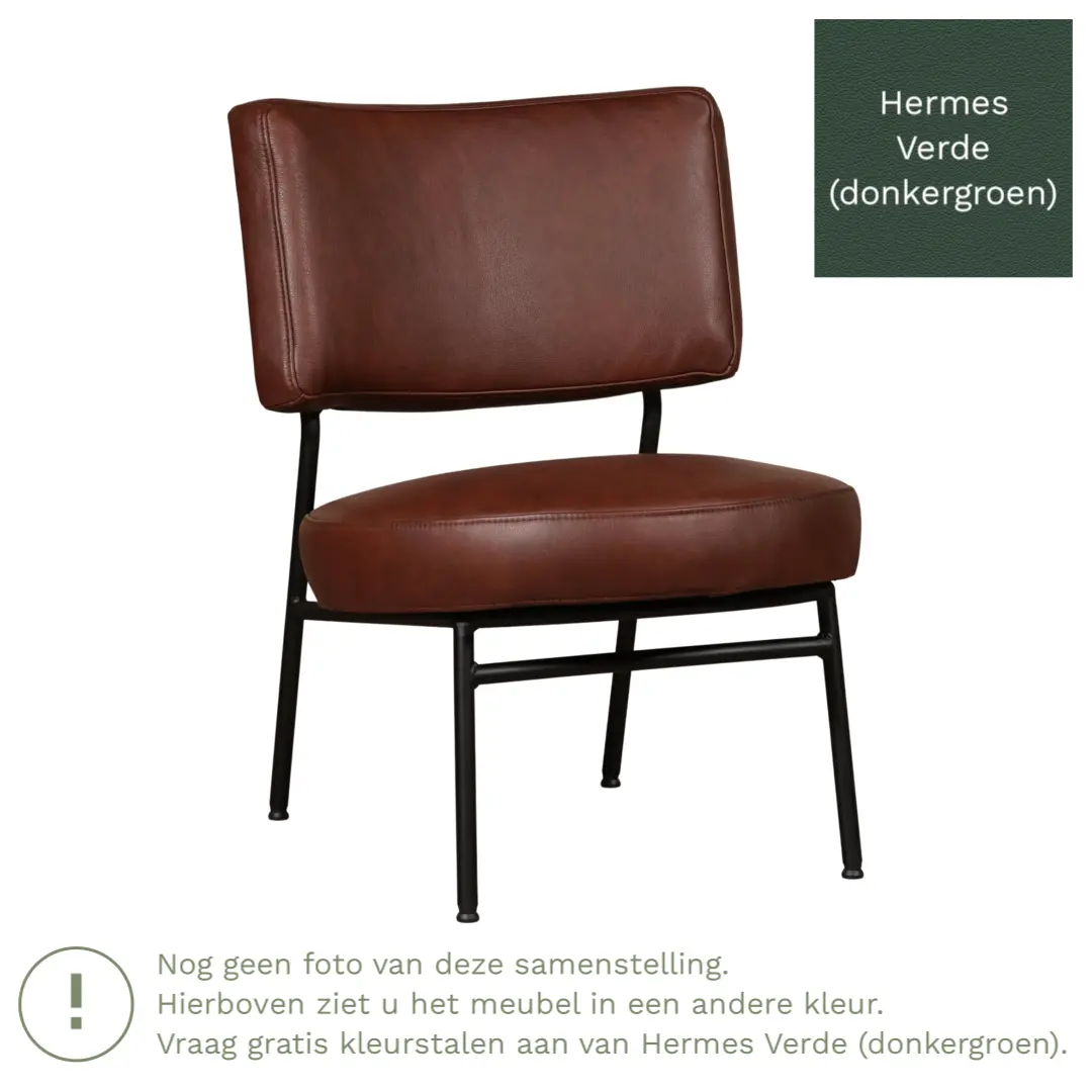 afbeelding van Leren fauteuil Rondo - Hermes Verde (donkergroen)