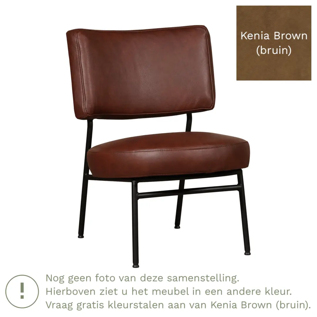 afbeelding van Leren fauteuil Rondo - Kenia Brown (bruin)