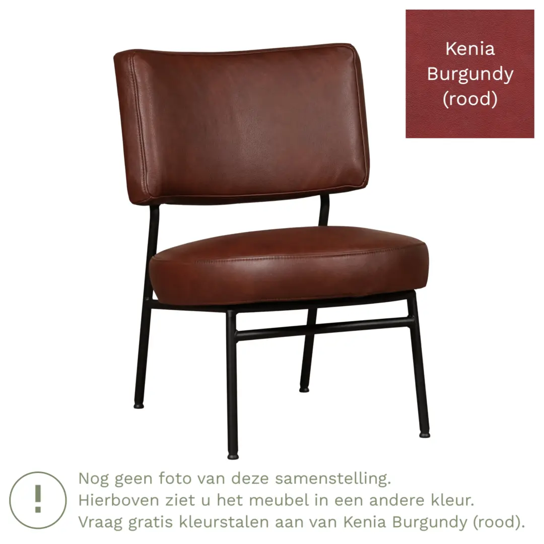 afbeelding van Leren fauteuil Rondo - Kenia Burgundy (rood)