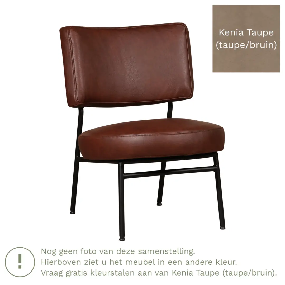 afbeelding van Leren fauteuil Rondo - Kenia Taupe (taupe/bruin)