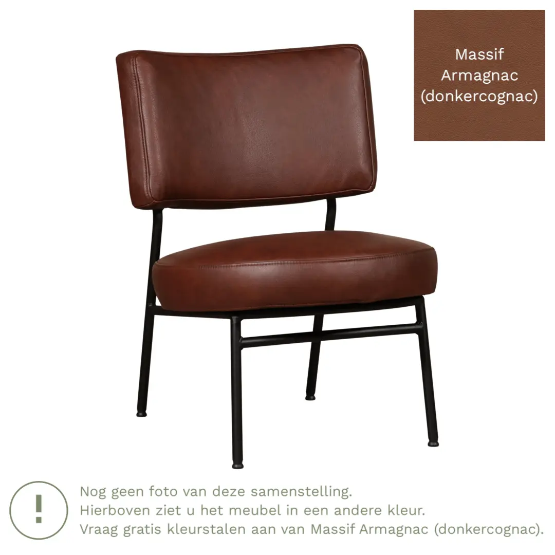 afbeelding van Leren fauteuil Rondo - Massif Armagnac (donkercognac)