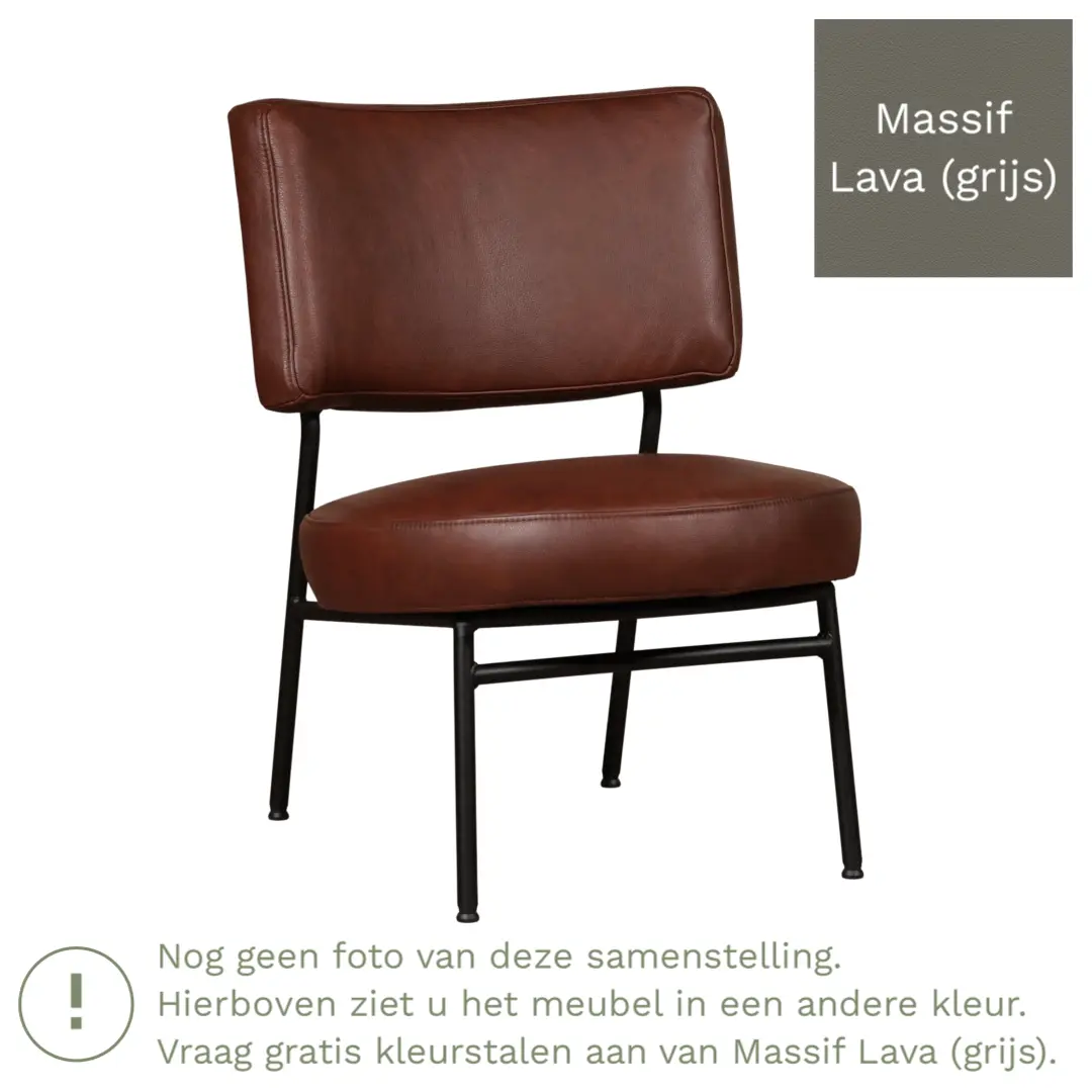 afbeelding van Leren fauteuil Rondo - Massif Lava (grijs)