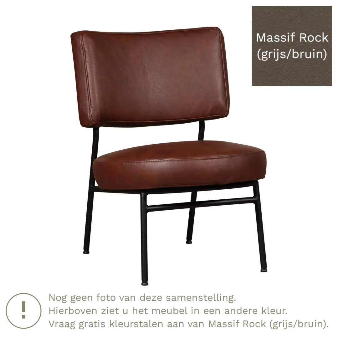 afbeelding van Leren fauteuil Rondo - Massif Rock (grijs/bruin)