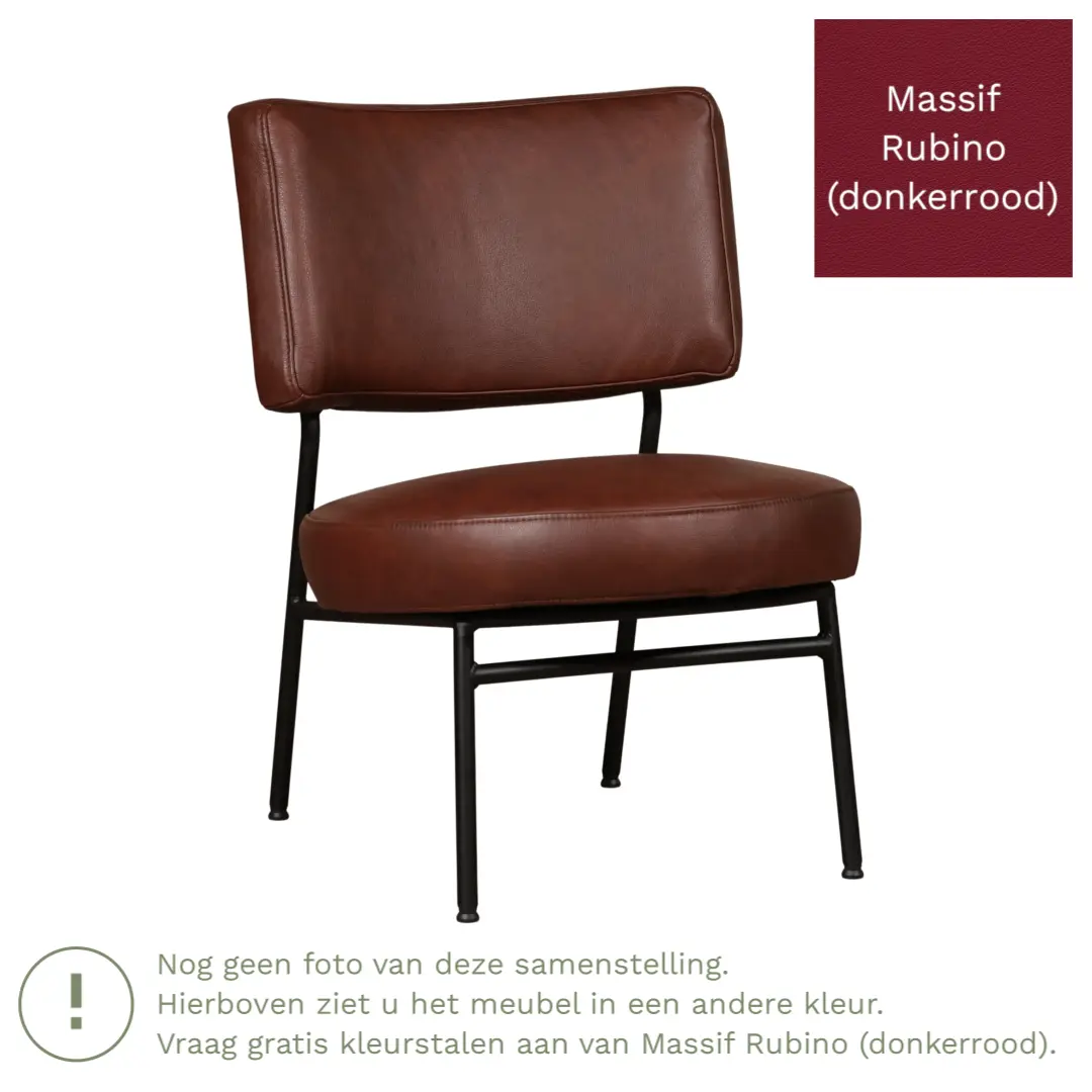 afbeelding van Leren fauteuil Rondo - Massif Rubino (donkerrood)