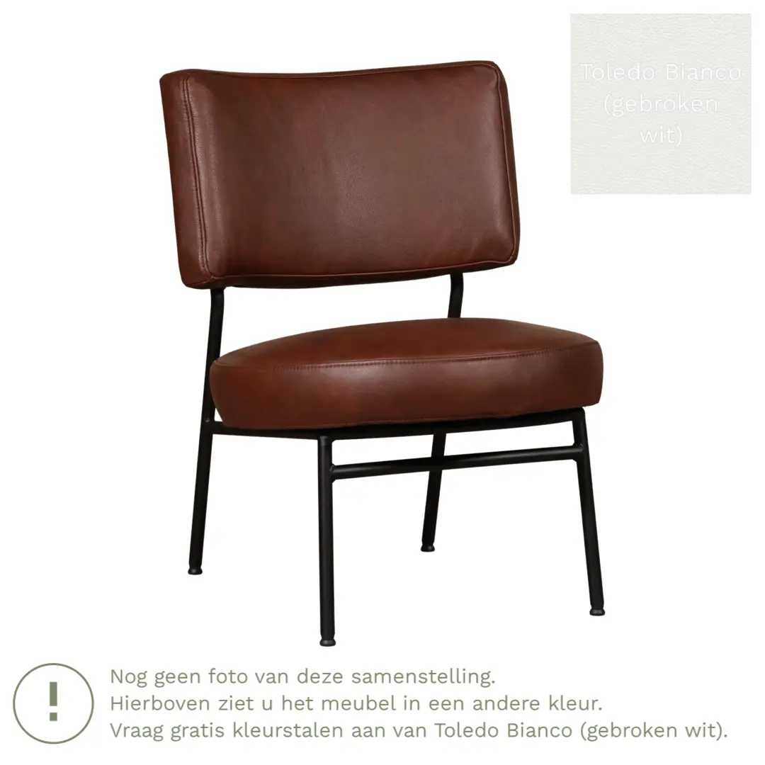 afbeelding van Leren fauteuil Rondo - Toledo Bianco (gebroken wit)