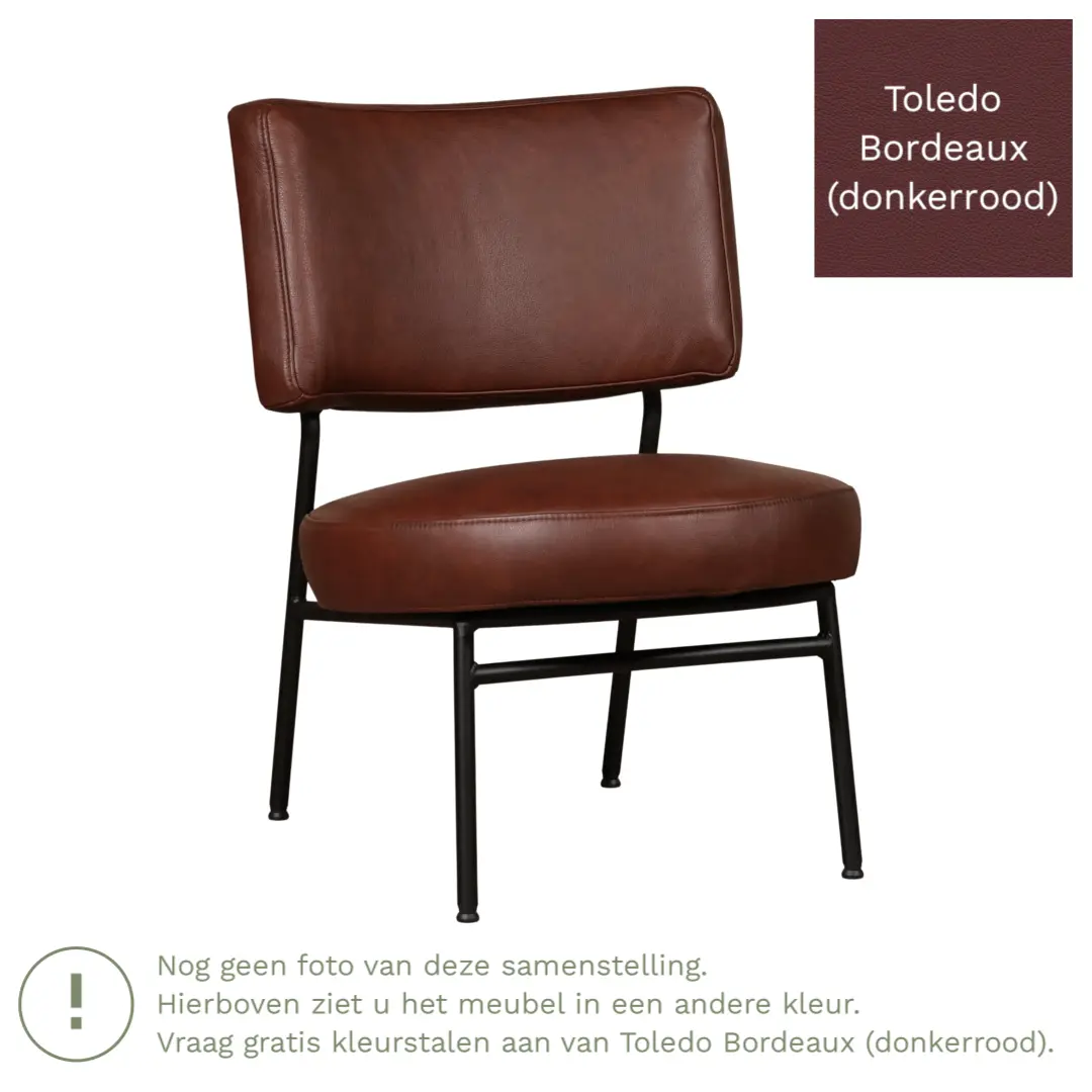 afbeelding van Leren fauteuil Rondo - Toledo Bordeaux (donkerrood)