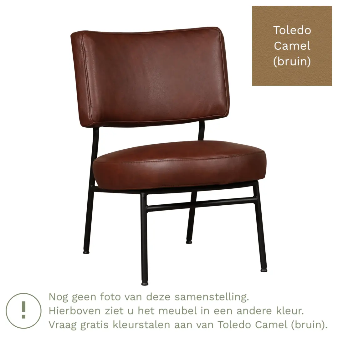afbeelding van Leren fauteuil Rondo - Toledo Camel (bruin)