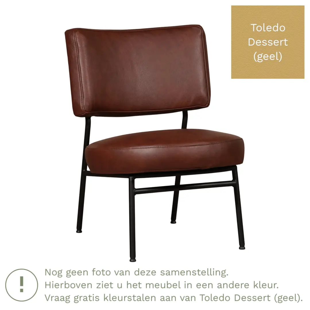 afbeelding van Leren fauteuil Rondo - Toledo Dessert (geel)