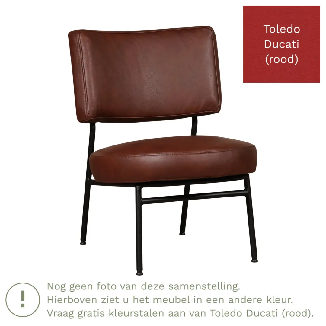 afbeelding van Leren fauteuil Rondo - Toledo Ducati (rood)