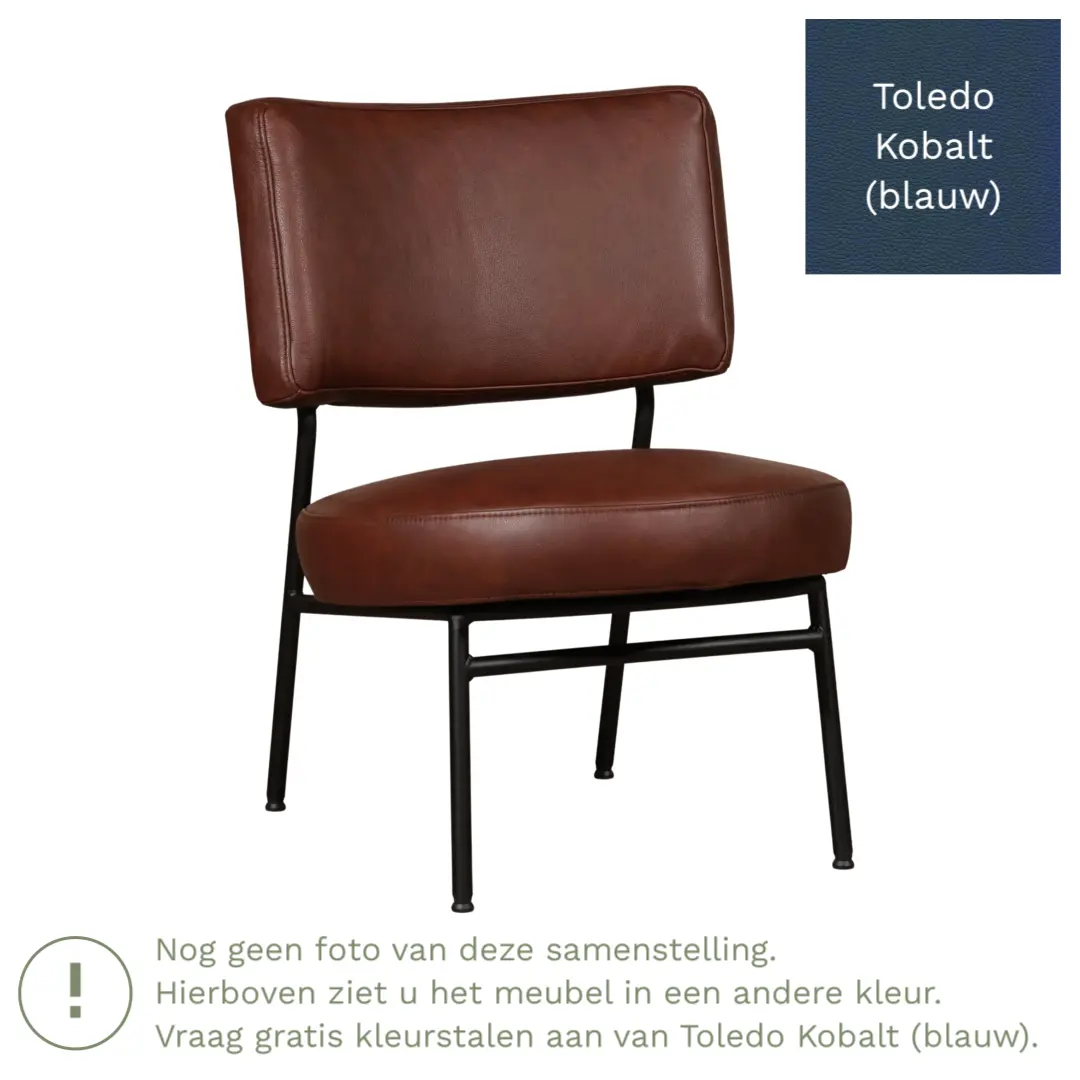 afbeelding van Leren fauteuil Rondo - Toledo Kobalt (blauw)