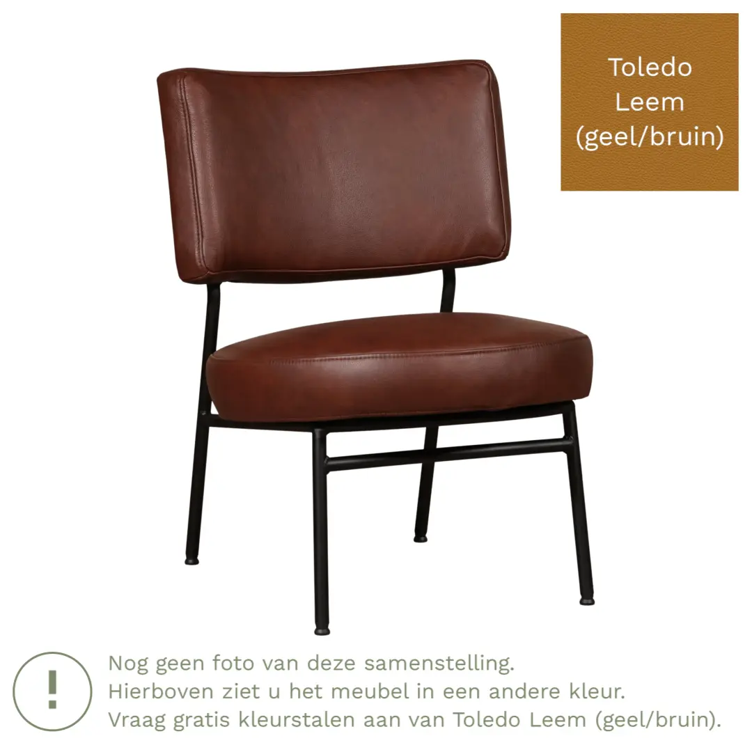 afbeelding van Leren fauteuil Rondo - Toledo Leem (geel/bruin)