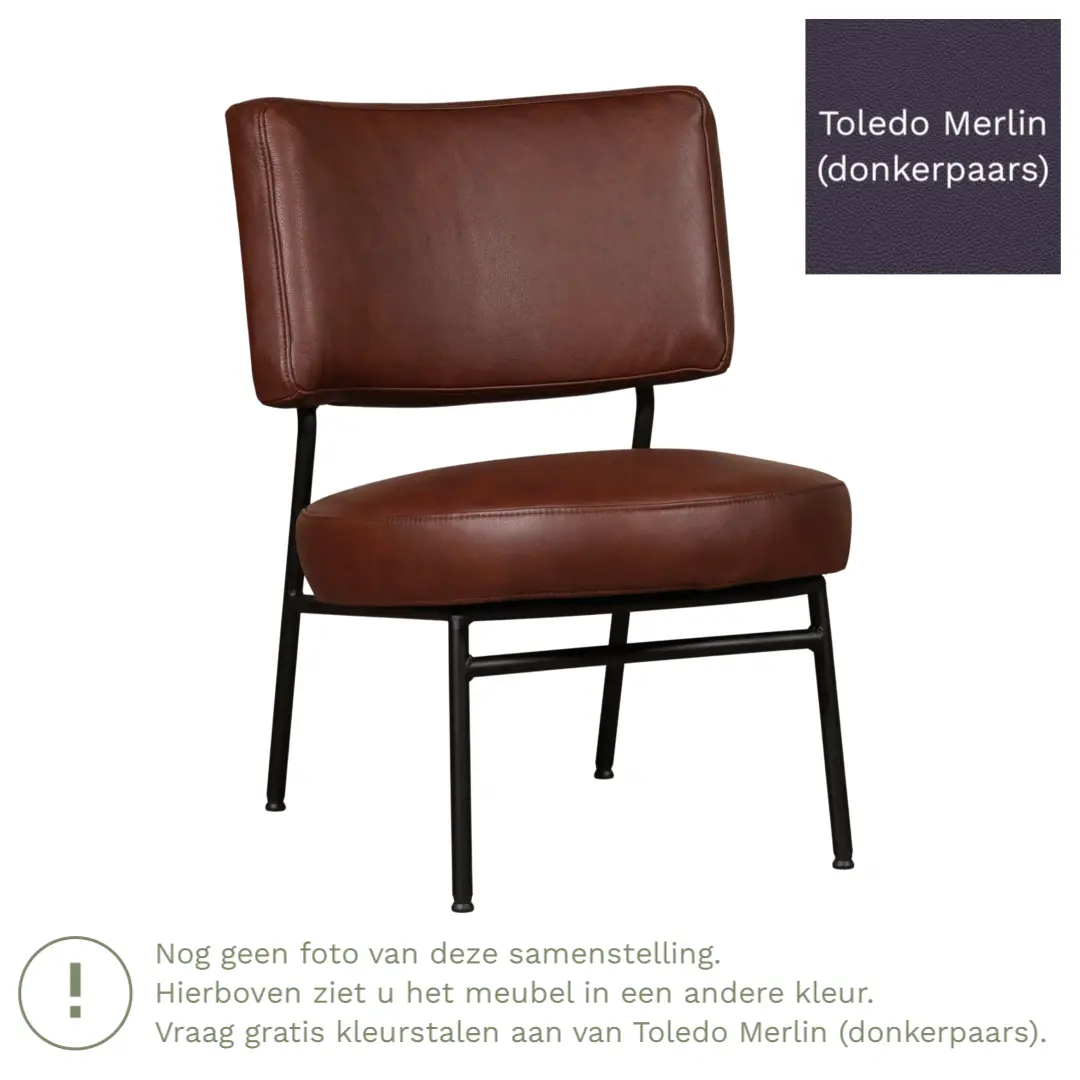 afbeelding van Leren fauteuil Rondo - Toledo Merlin (donkerpaars)
