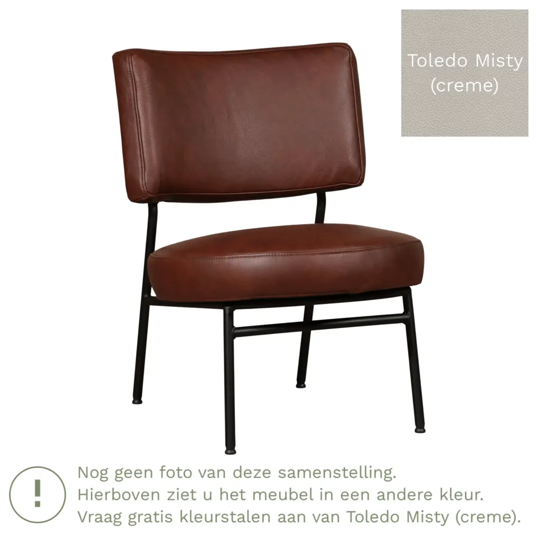 afbeelding van Leren fauteuil Rondo - Toledo Misty (crème)
