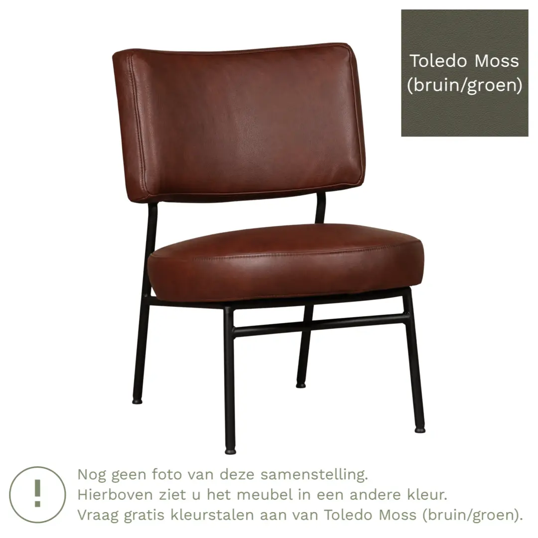 afbeelding van Leren fauteuil Rondo - Toledo Moss (bruin/groen)
