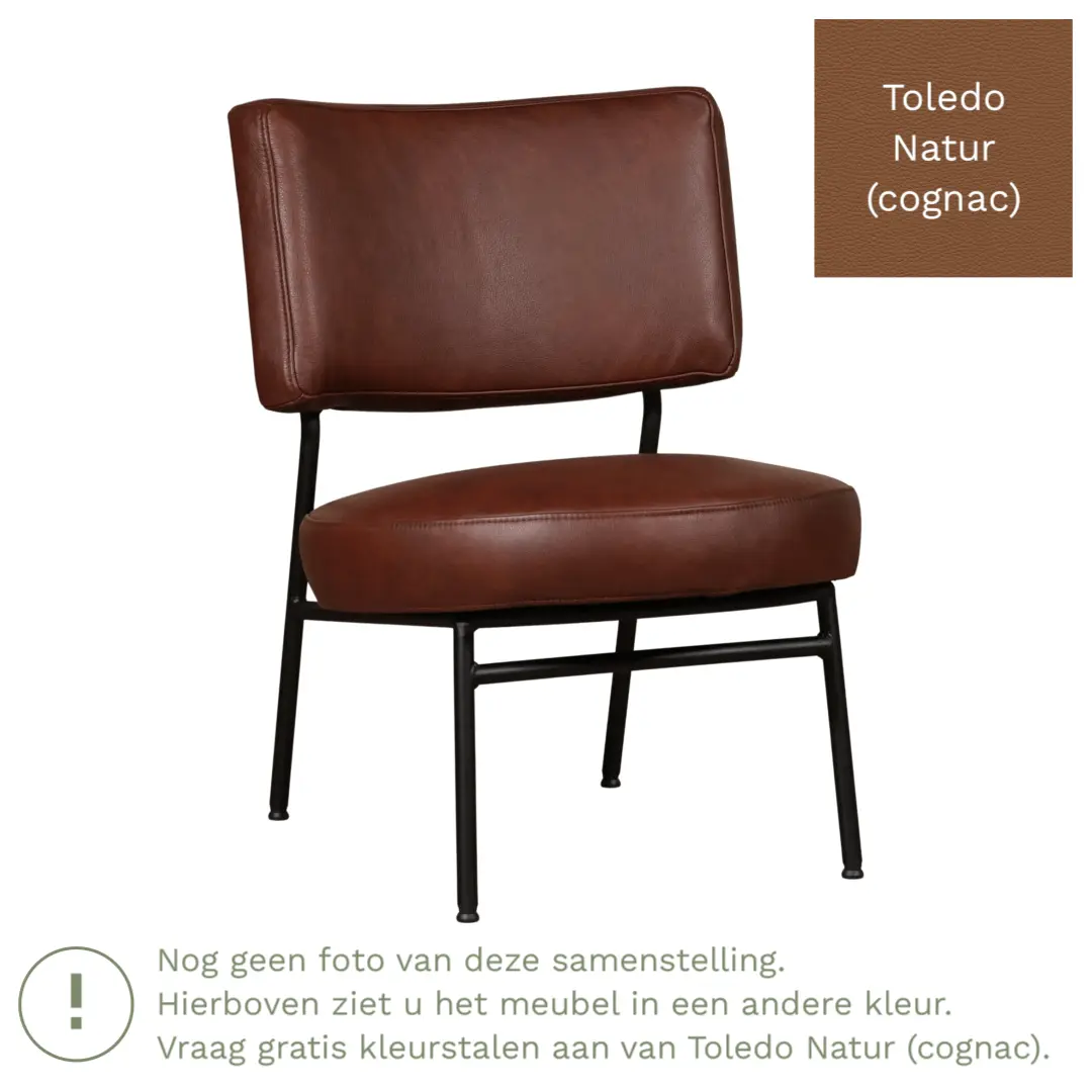 afbeelding van Leren fauteuil Rondo - Toledo Natur (cognac)
