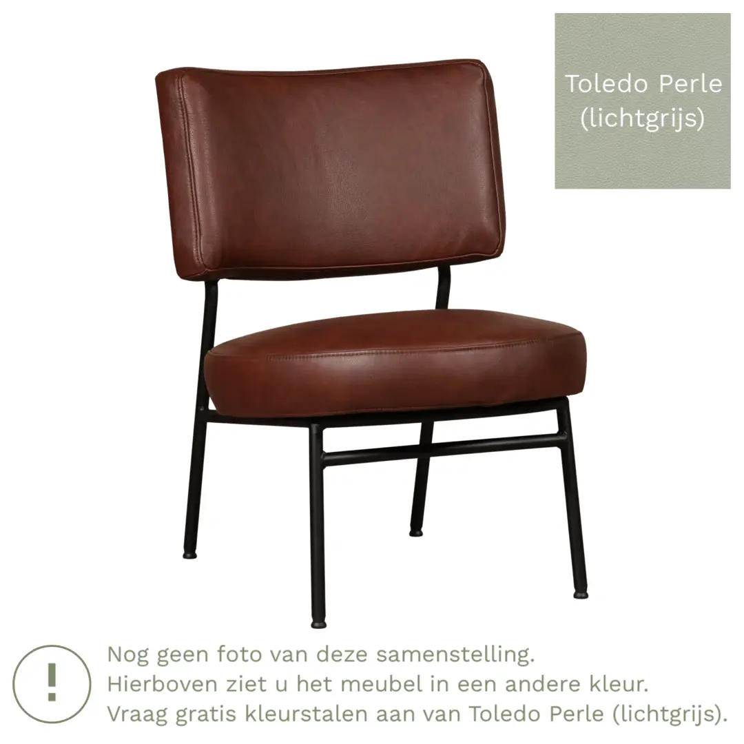 afbeelding van Leren fauteuil Rondo - Toledo Perle (lichtgrijs)