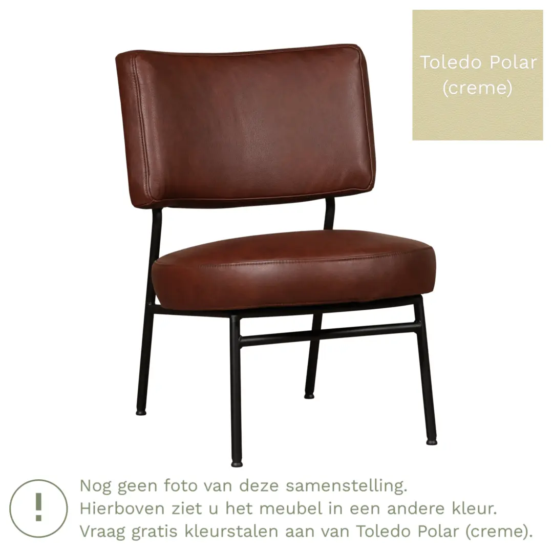 afbeelding van Leren fauteuil Rondo - Toledo Polar (crème)
